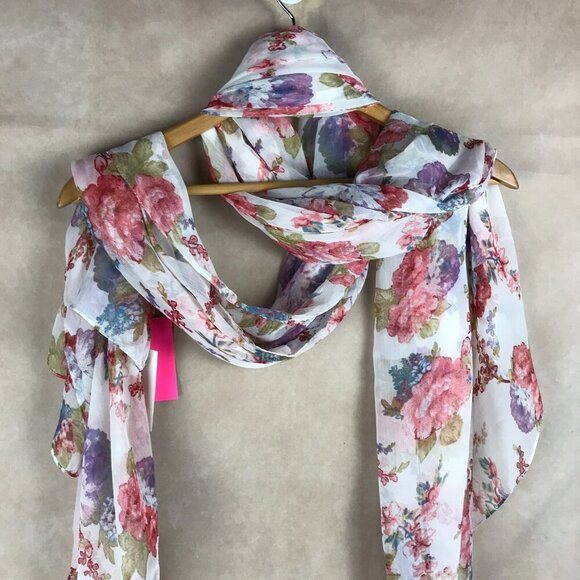 BETSEY JOHNSON Floral Airy Chiffon Oversize Wrap Shawl NWT - Picture 2 of 7
